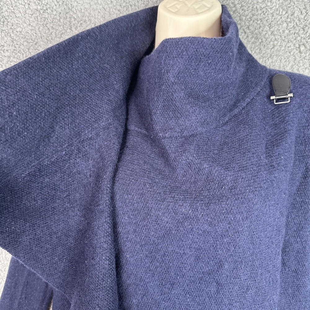 Tahari Women S Merino Wool Blend Wrap Jacket Navy Asymmetrical Toggle Coat - Picture 5 of 10